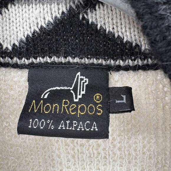 Womens Alpaca Open Front Cardigan Large MonRepos Sweater Boho Grandpacore - Picture 2 of 5